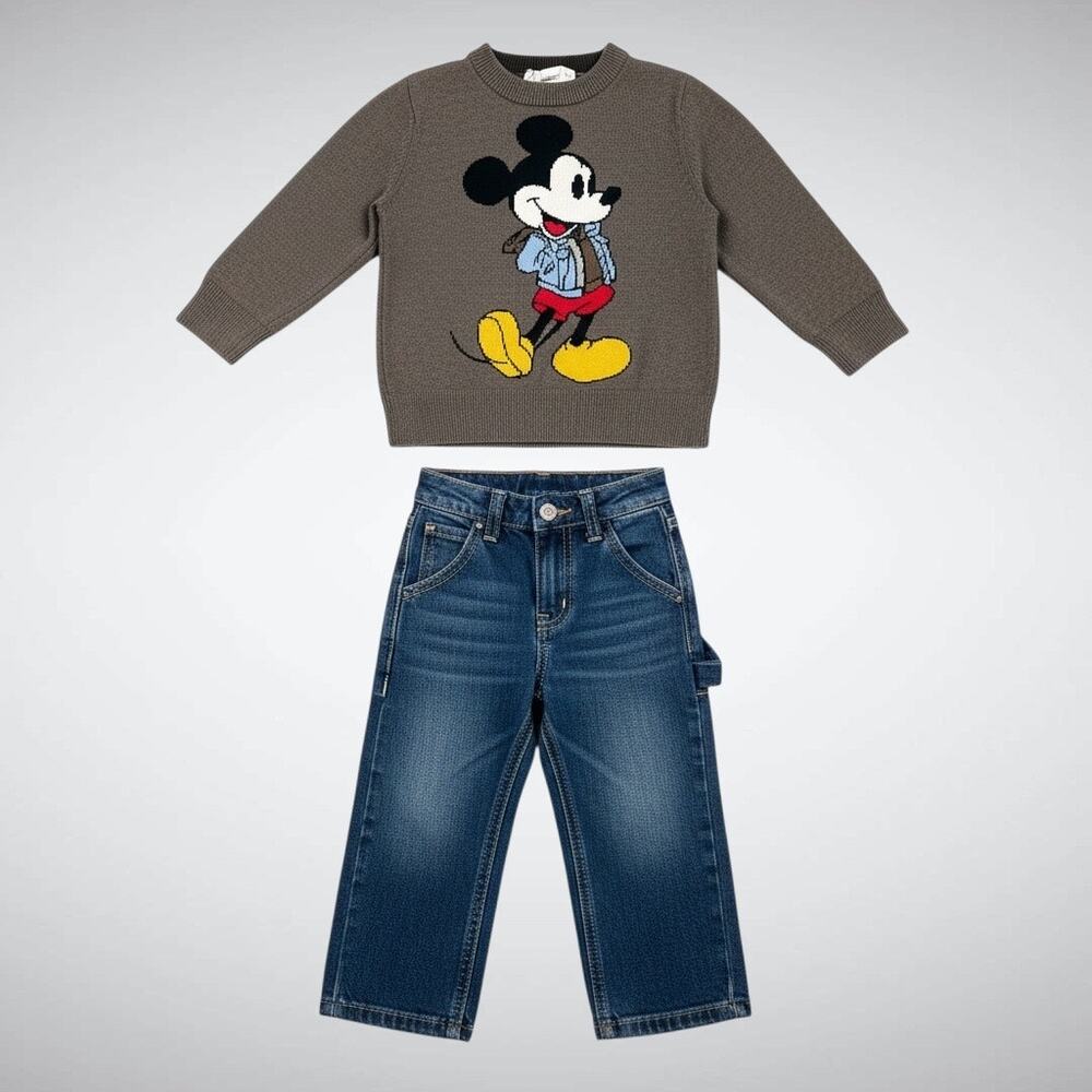 Baby Boy Gap Old Navy Bundle Set Mickey Mouse Sweater Carpenter Jeans 2T